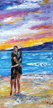 Wedding Couple seaside sunset Beach Oil Paintings